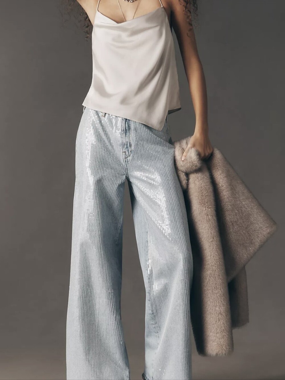 PILCRO By Anthropologie | Sequin High-Rise Wide-Leg Jeans